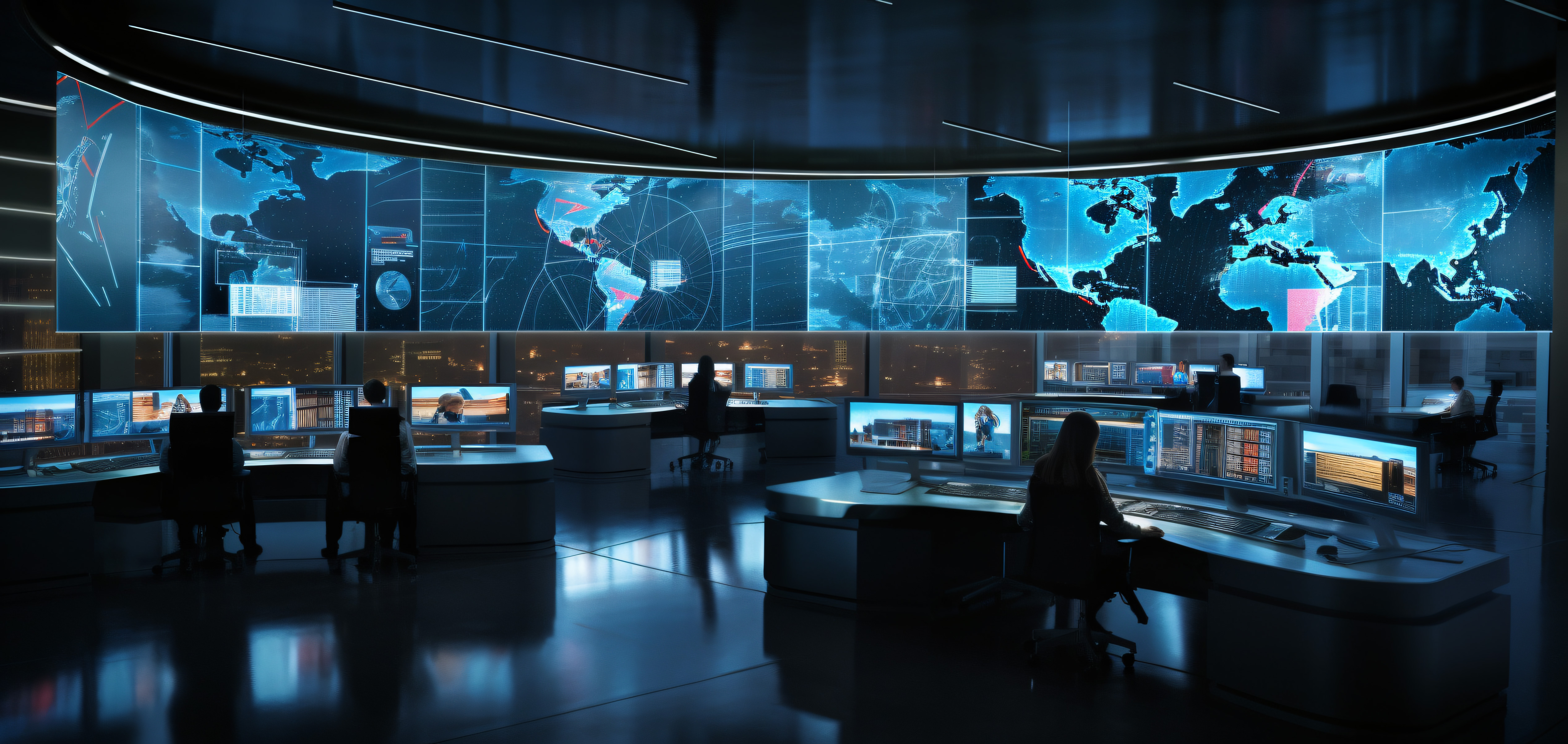 High-tech security monitoring center